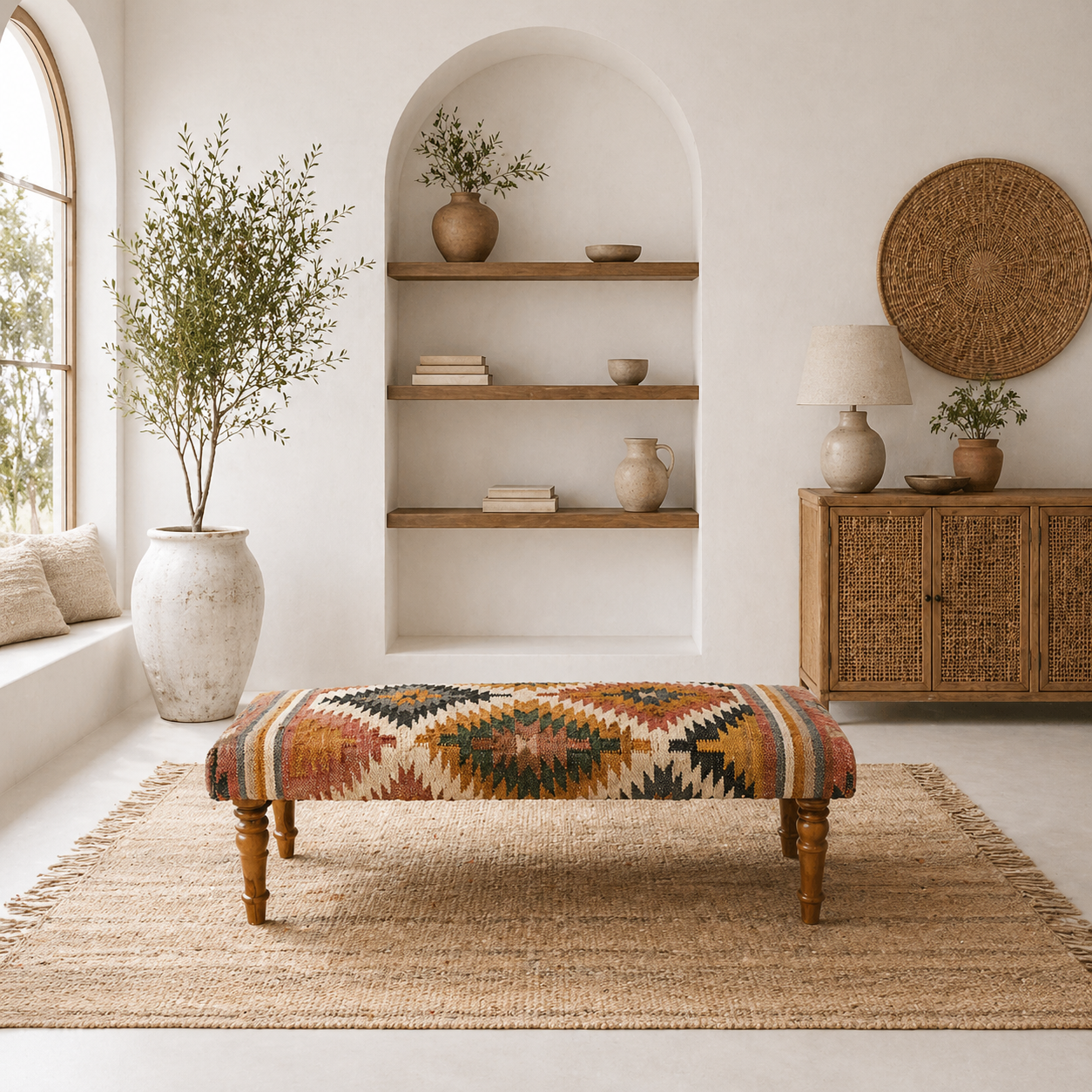 Kilim Wooden Bench