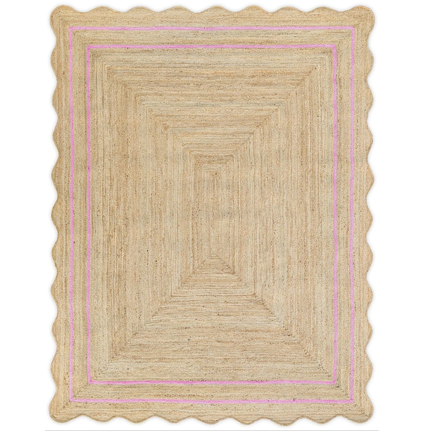 Wave Scalloped Natural Jute Runner Rug – Boho Entryway & Farmhouse Scallop (Multicolor)