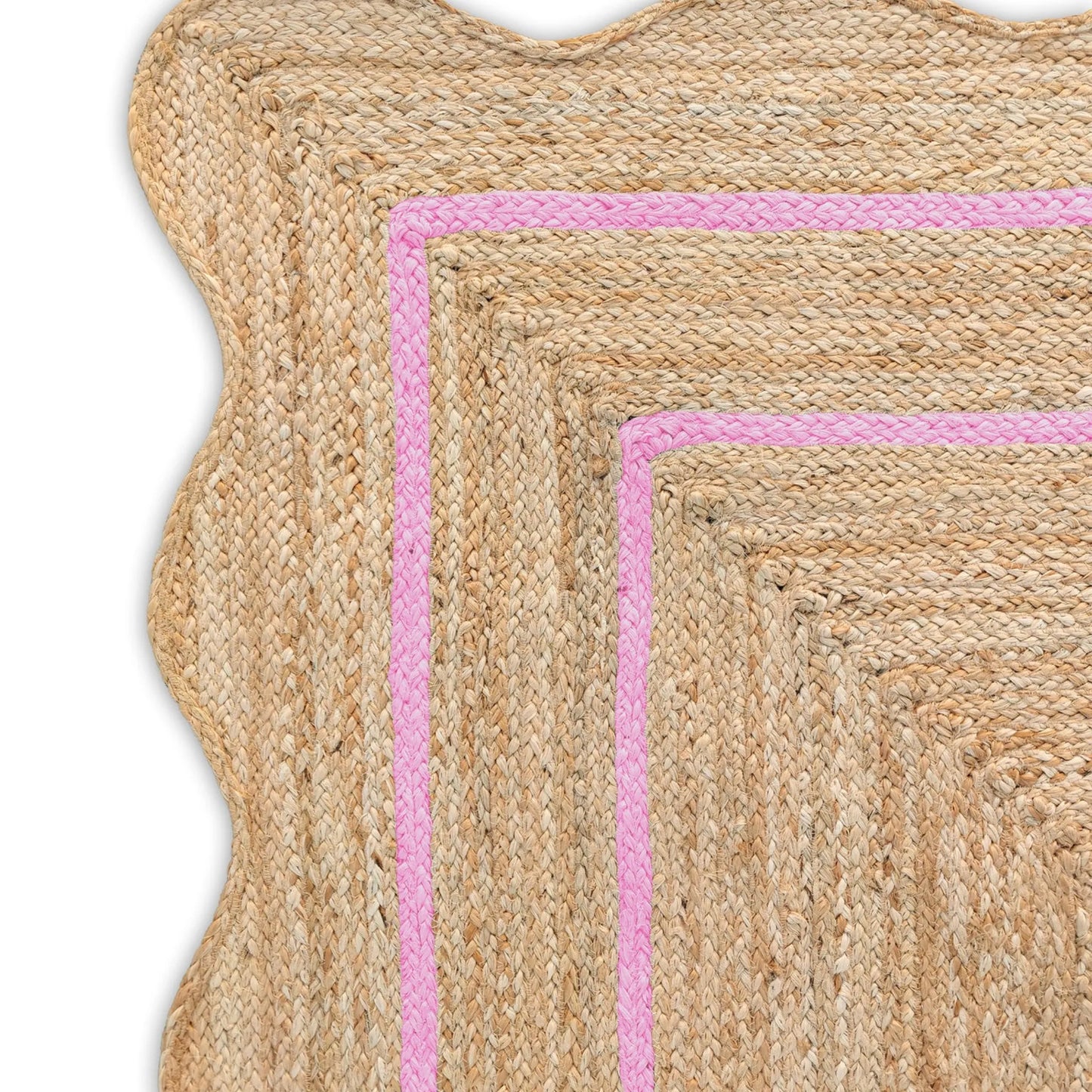 Wave Scalloped Natural Jute Runner Rug – Boho Entryway & Farmhouse Scallop (Multicolor)