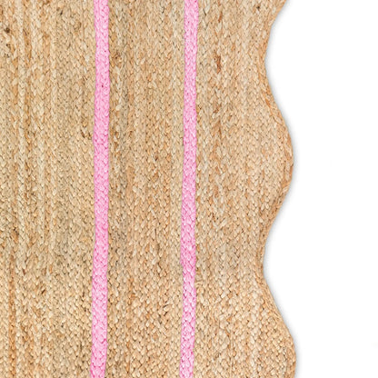 Wave Scalloped Natural Jute Runner Rug – Boho Entryway & Farmhouse Scallop (Multicolor)