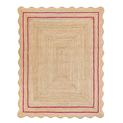 Wave Scalloped Natural Jute Runner Rug – Boho Entryway & Farmhouse Scallop (Multicolor)