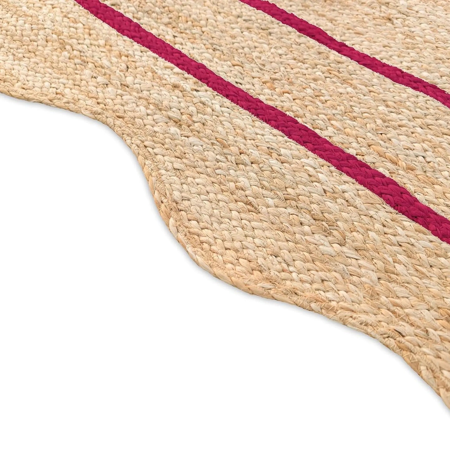 Wave Scalloped Natural Jute Runner Rug – Boho Entryway & Farmhouse Scallop (Multicolor)