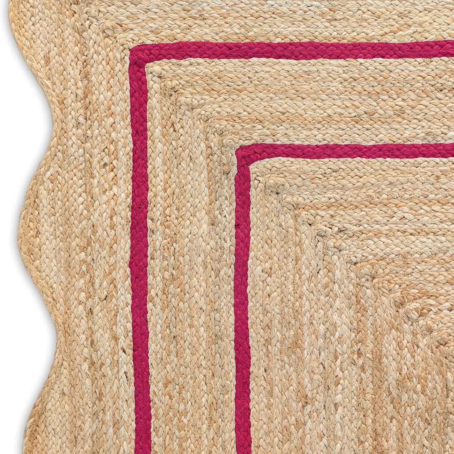 Wave Scalloped Natural Jute Runner Rug – Boho Entryway & Farmhouse Scallop (Multicolor)