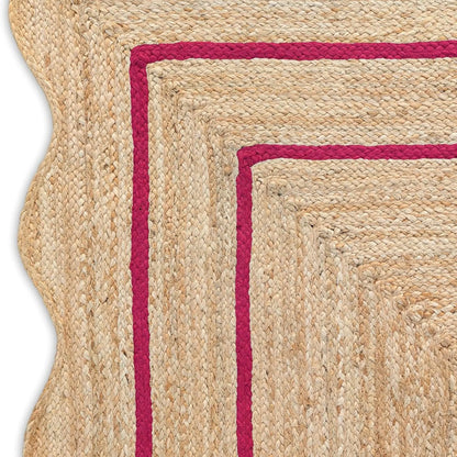 Wave Scalloped Natural Jute Runner Rug – Boho Entryway & Farmhouse Scallop (Multicolor)
