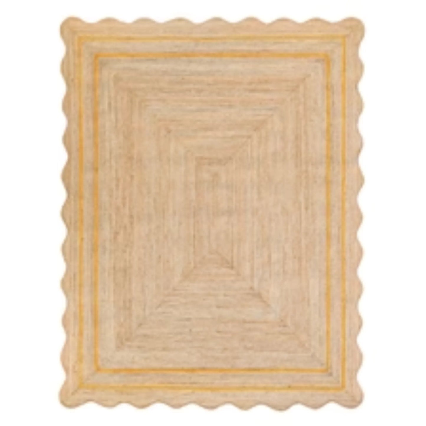 Wave Scalloped Natural Jute Runner Rug – Boho Entryway & Farmhouse Scallop (Multicolor)