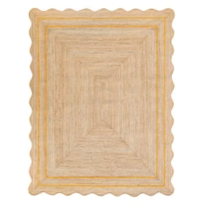 Wave Scalloped Natural Jute Runner Rug – Boho Entryway & Farmhouse Scallop (Multicolor)