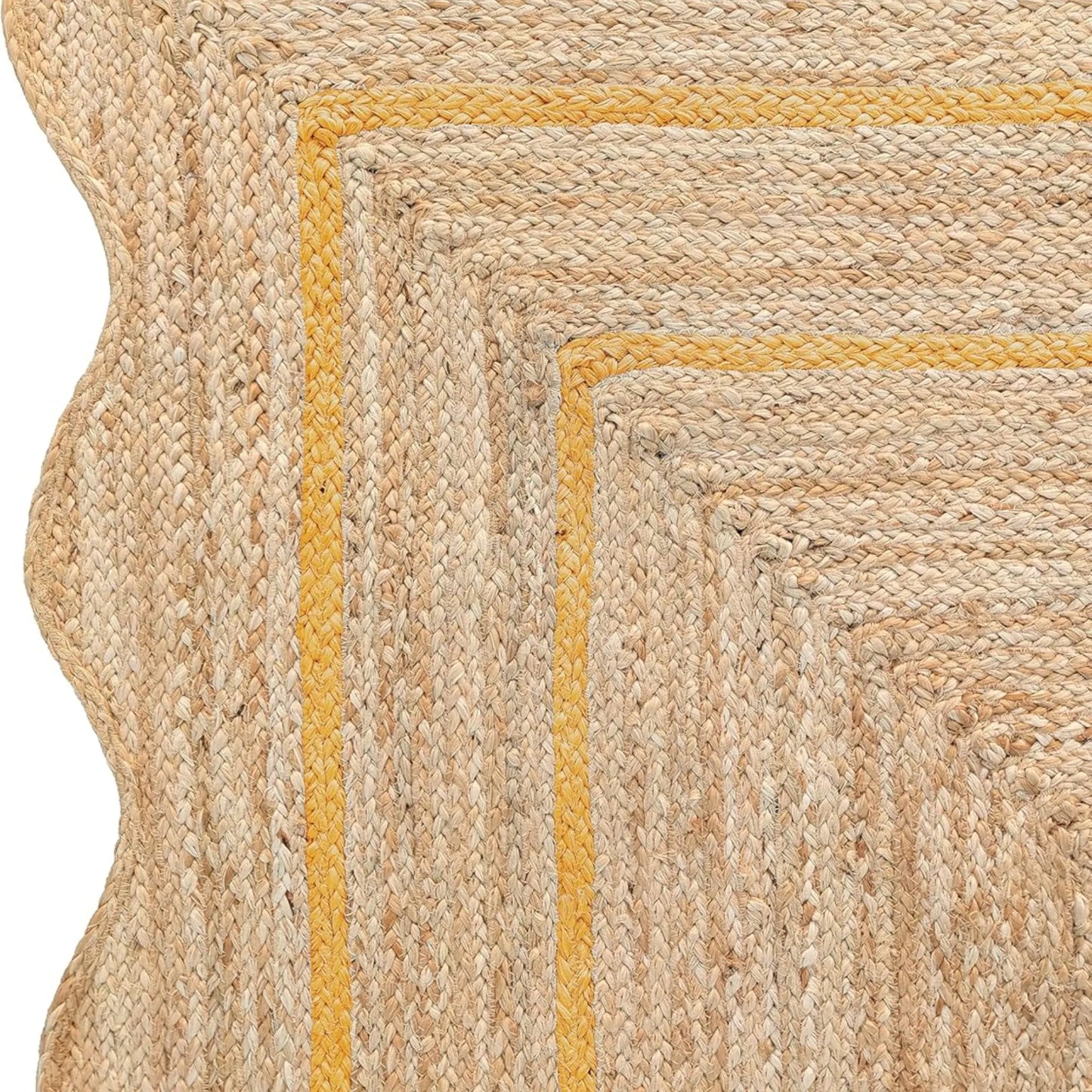 Wave Scalloped Natural Jute Runner Rug – Boho Entryway & Farmhouse Scallop (Multicolor)