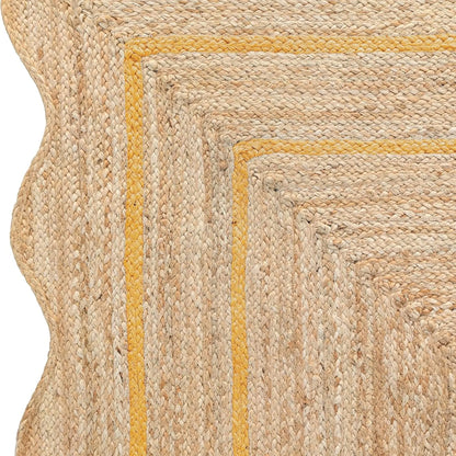 Wave Scalloped Natural Jute Runner Rug – Boho Entryway & Farmhouse Scallop (Multicolor)