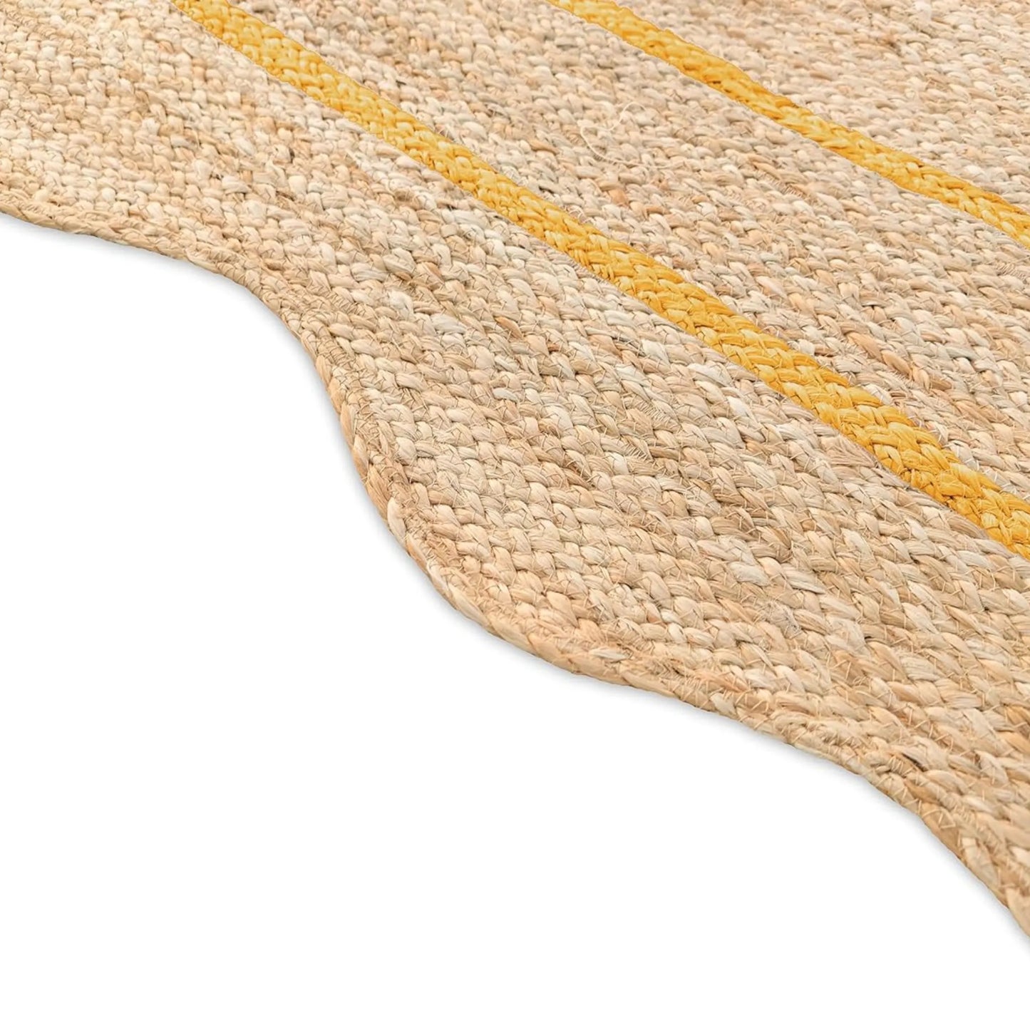 Wave Scalloped Natural Jute Runner Rug – Boho Entryway & Farmhouse Scallop (Multicolor)