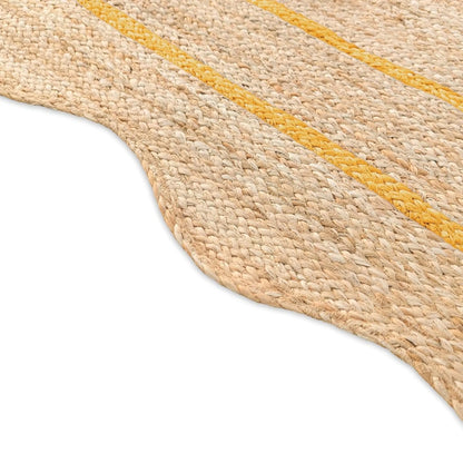Wave Scalloped Natural Jute Runner Rug – Boho Entryway & Farmhouse Scallop (Multicolor)