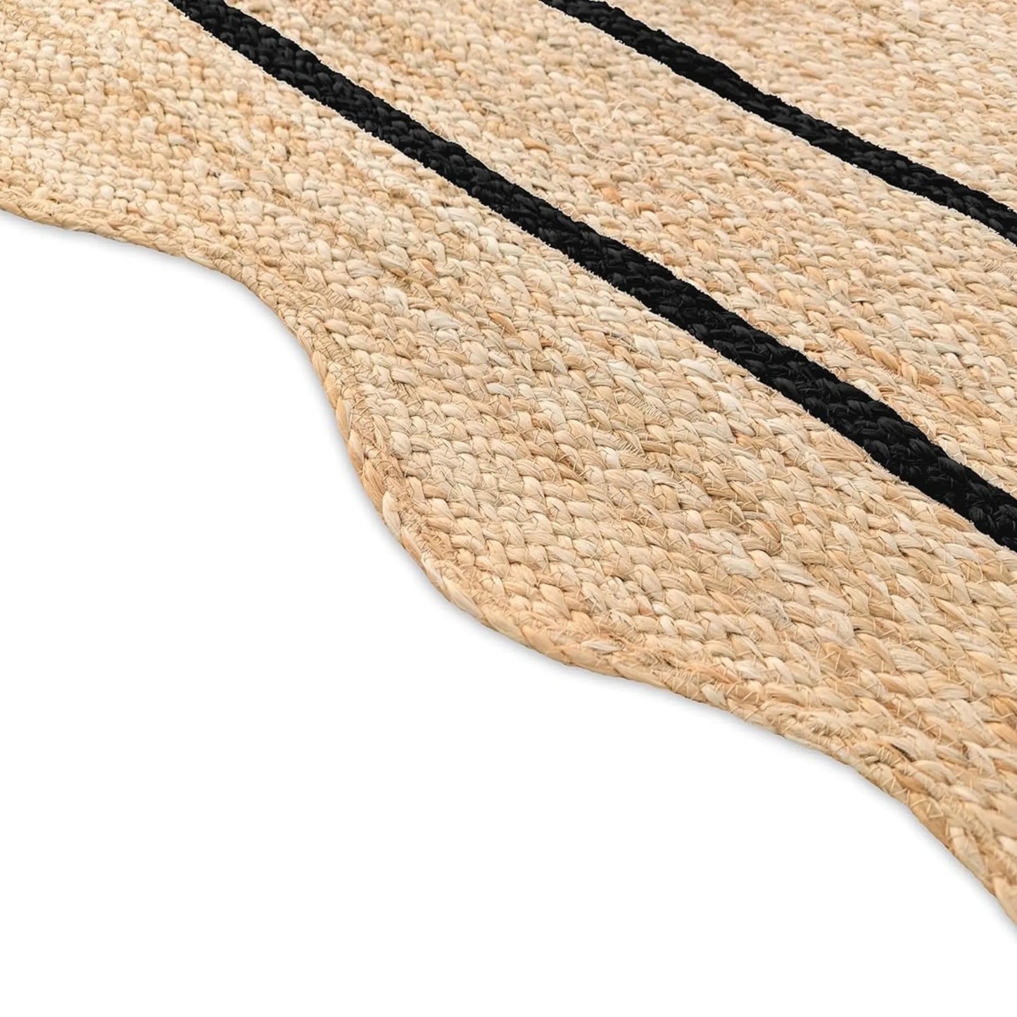 Wave Scalloped Natural Jute Runner Rug – Boho Entryway & Farmhouse Scallop (Multicolor)