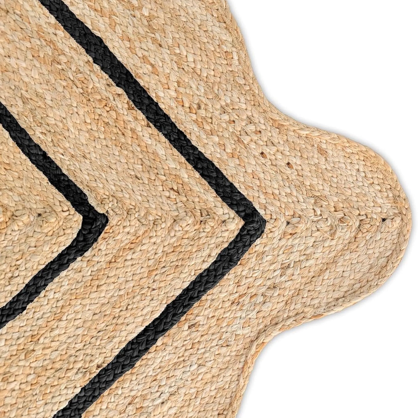 Wave Scalloped Natural Jute Runner Rug – Boho Entryway & Farmhouse Scallop (Multicolor)