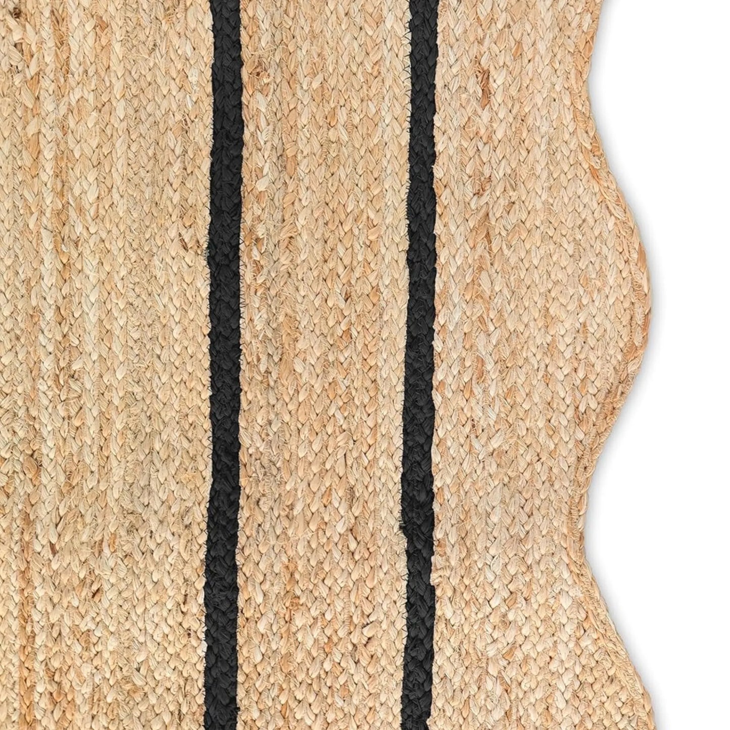 Wave Scalloped Natural Jute Runner Rug – Boho Entryway & Farmhouse Scallop (Multicolor)
