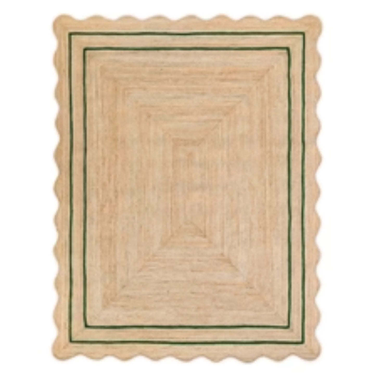 Wave Scalloped Natural Jute Runner Rug – Boho Entryway & Farmhouse Scallop (Multicolor)