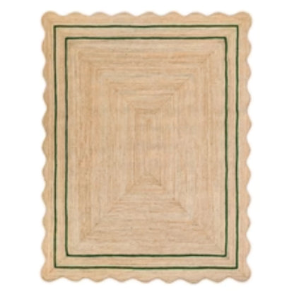 Wave Scalloped Natural Jute Runner Rug – Boho Entryway & Farmhouse Scallop (Multicolor)