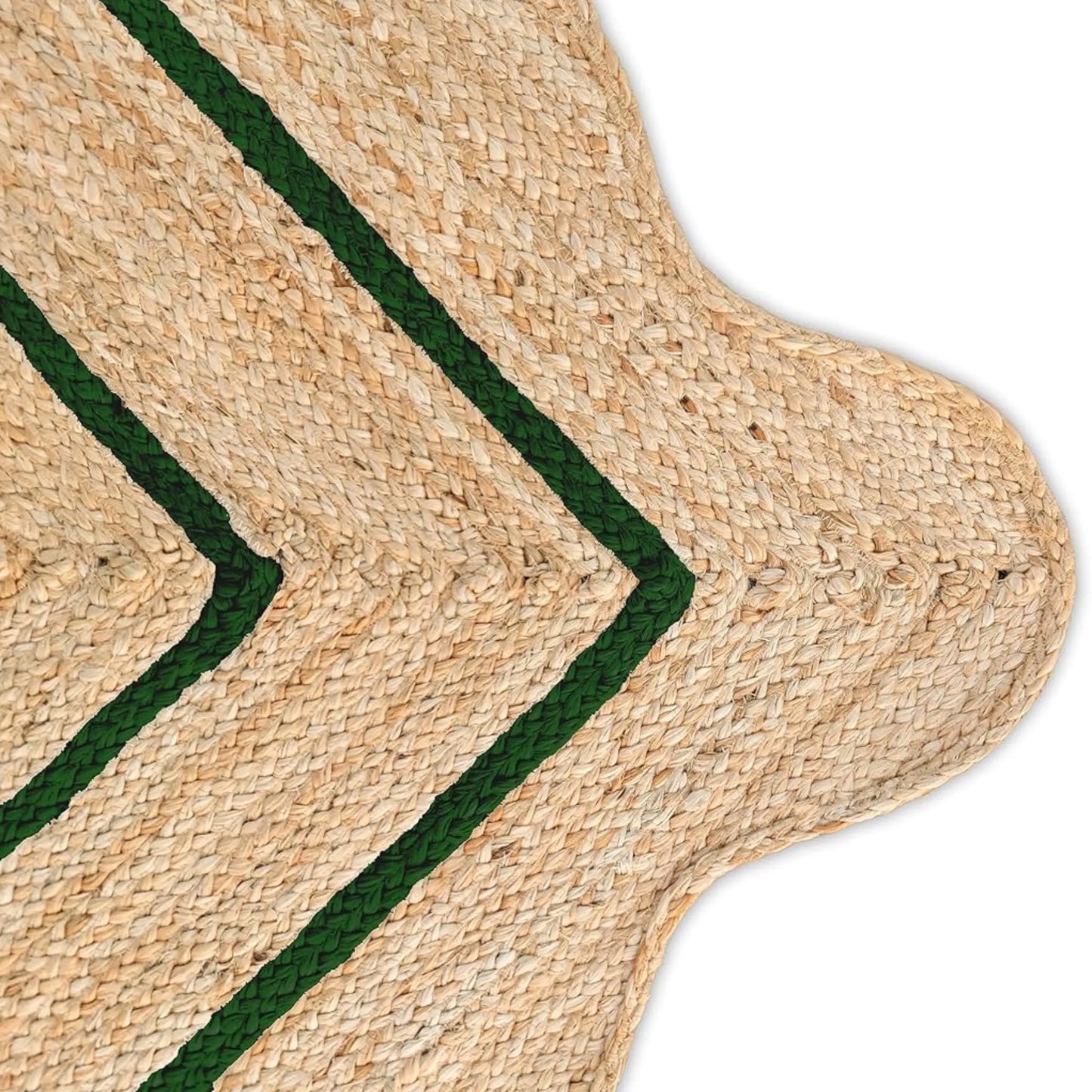 Wave Scalloped Natural Jute Runner Rug – Boho Entryway & Farmhouse Scallop (Multicolor)