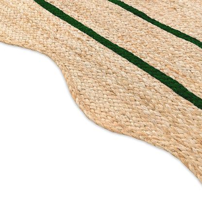Wave Scalloped Natural Jute Runner Rug – Boho Entryway & Farmhouse Scallop (Multicolor)