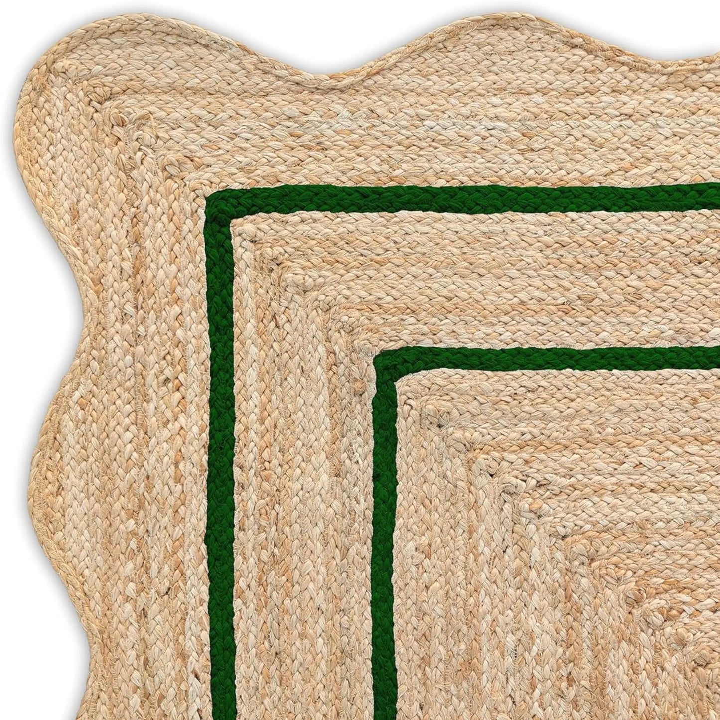 Wave Scalloped Natural Jute Runner Rug – Boho Entryway & Farmhouse Scallop (Multicolor)