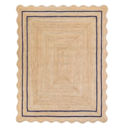 Wave Scalloped Natural Jute Runner Rug – Boho Entryway & Farmhouse Scallop (Multicolor)