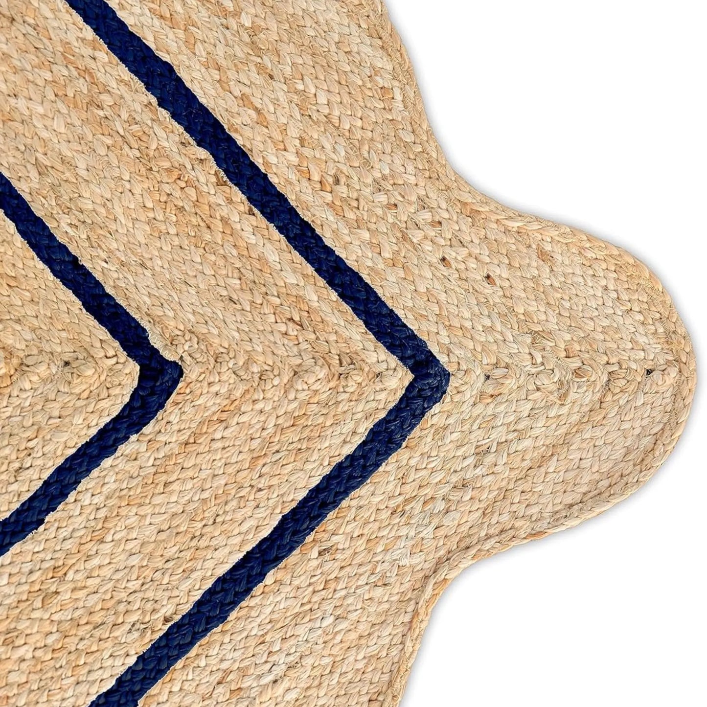 Wave Scalloped Natural Jute Runner Rug – Boho Entryway & Farmhouse Scallop (Multicolor)