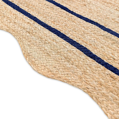 Wave Scalloped Natural Jute Runner Rug – Boho Entryway & Farmhouse Scallop (Multicolor)