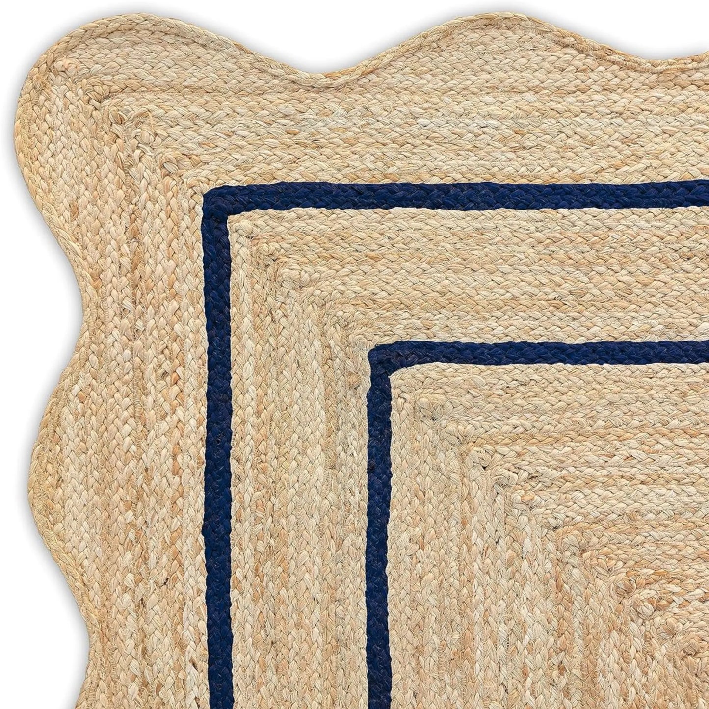 Wave Scalloped Natural Jute Runner Rug – Boho Entryway & Farmhouse Scallop (Multicolor)