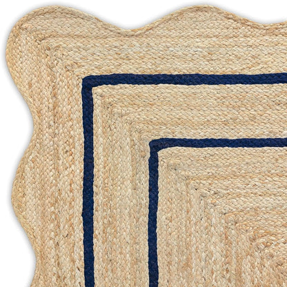 Wave Scalloped Natural Jute Runner Rug – Boho Entryway & Farmhouse Scallop (Multicolor)