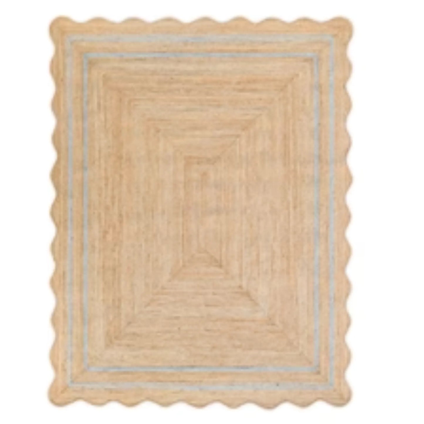 Wave Scalloped Natural Jute Runner Rug – Boho Entryway & Farmhouse Scallop (Multicolor)