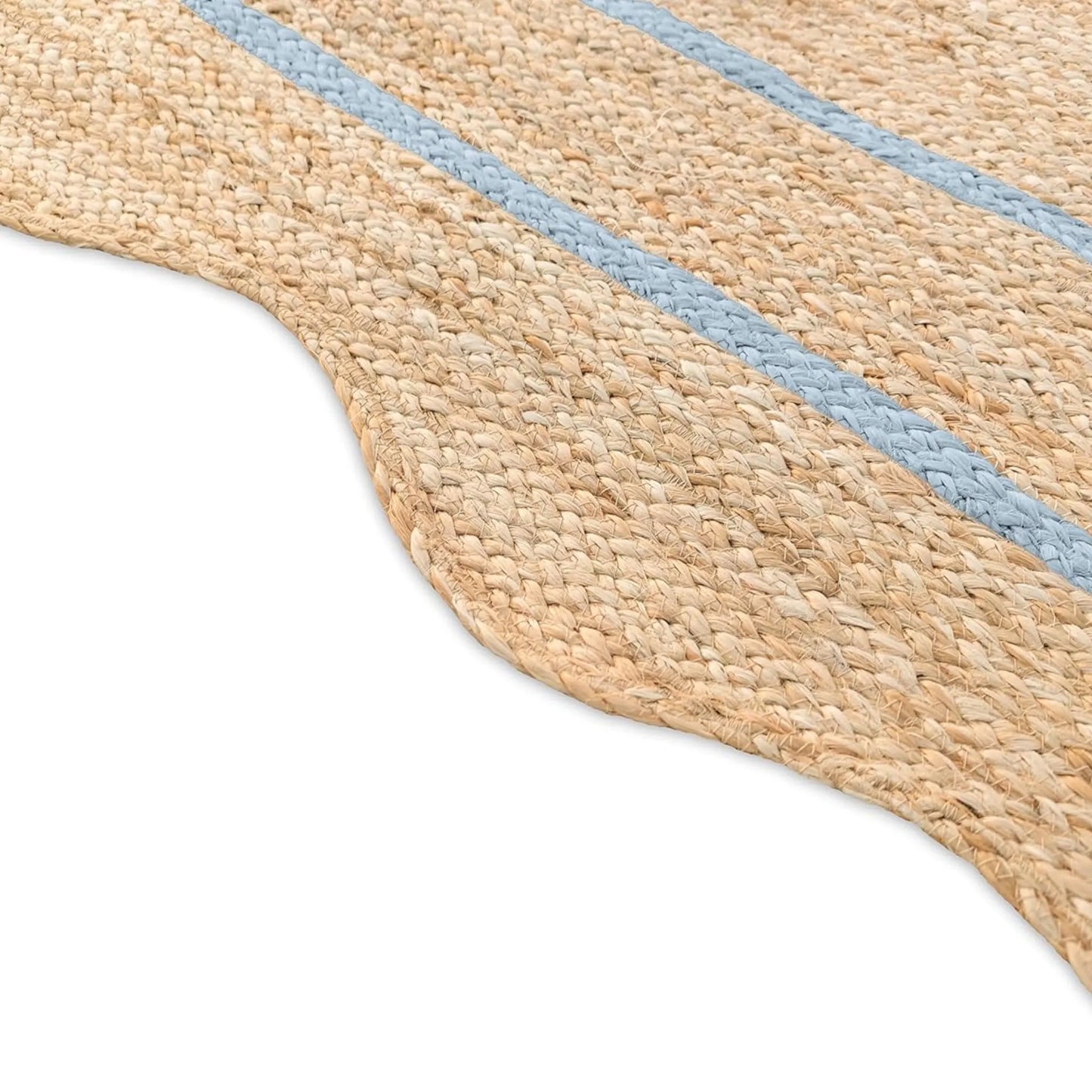 Wave Scalloped Natural Jute Runner Rug – Boho Entryway & Farmhouse Scallop (Multicolor)