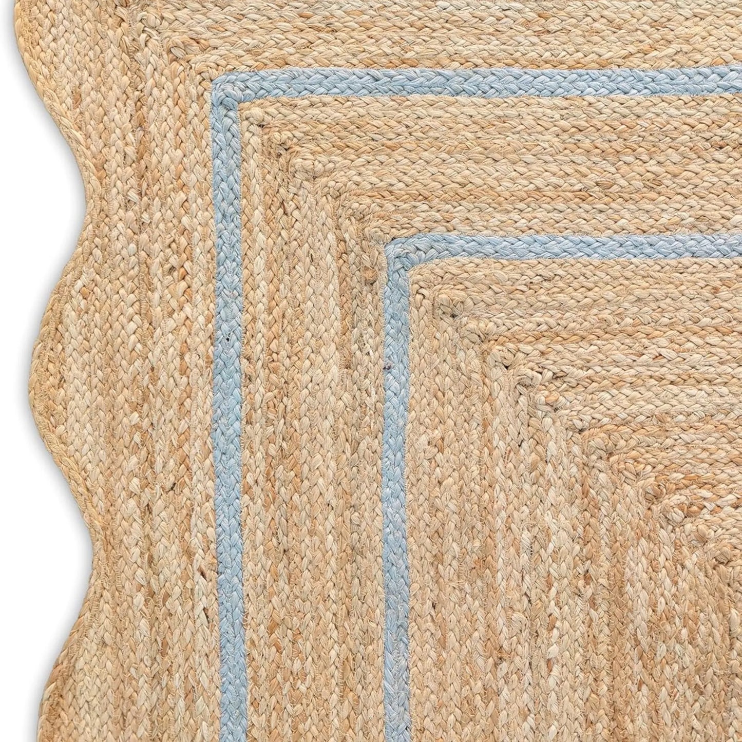Wave Scalloped Natural Jute Runner Rug – Boho Entryway & Farmhouse Scallop (Multicolor)