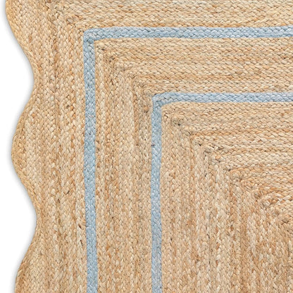 Wave Scalloped Natural Jute Runner Rug – Boho Entryway & Farmhouse Scallop (Multicolor)