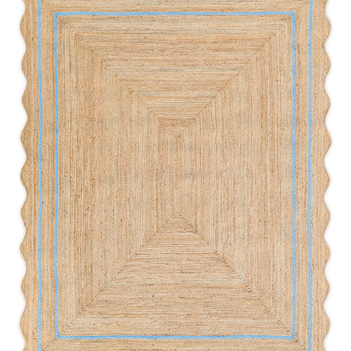 Wave Scalloped Natural Jute Runner Rug – Boho Entryway & Farmhouse Scallop (Multicolor)