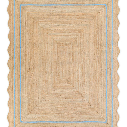 Wave Scalloped Natural Jute Runner Rug – Boho Entryway & Farmhouse Scallop (Multicolor)