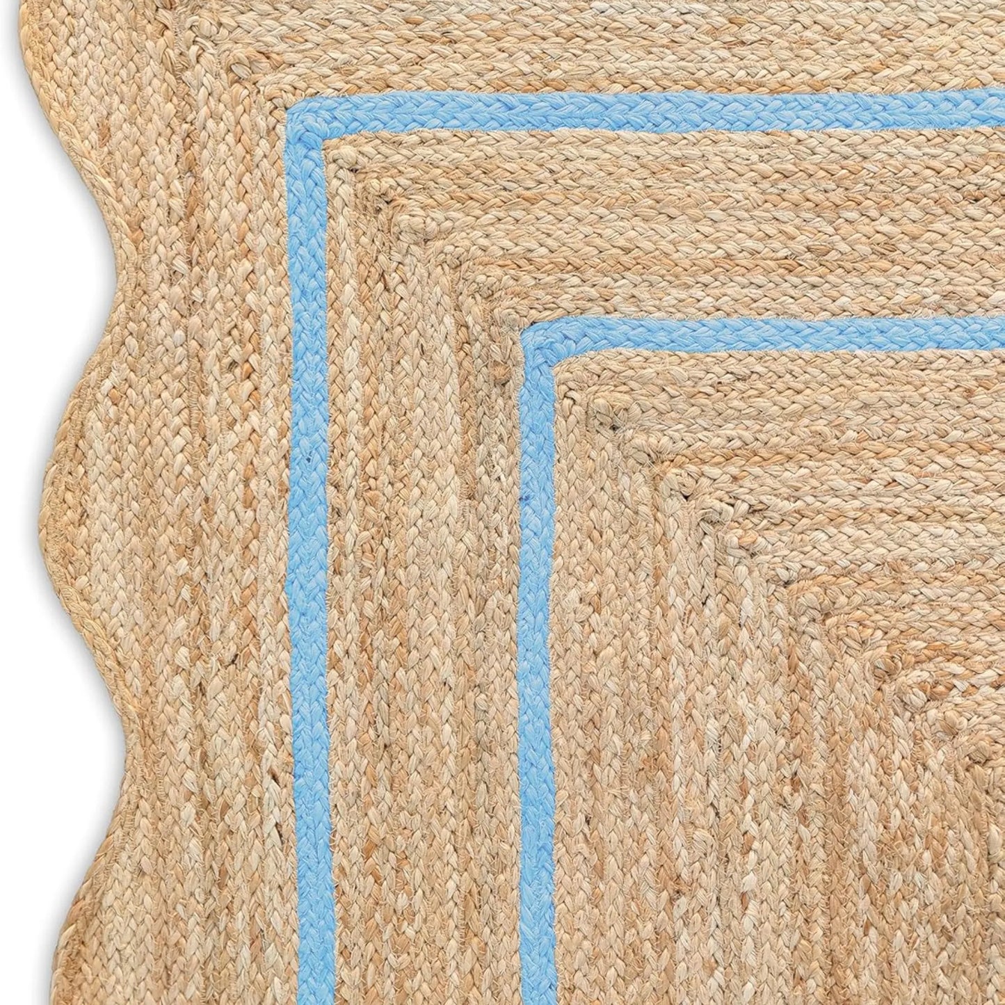 Wave Scalloped Natural Jute Runner Rug – Boho Entryway & Farmhouse Scallop (Multicolor)