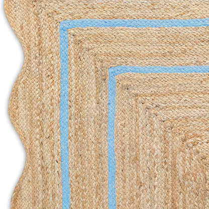 Wave Scalloped Natural Jute Runner Rug – Boho Entryway & Farmhouse Scallop (Multicolor)