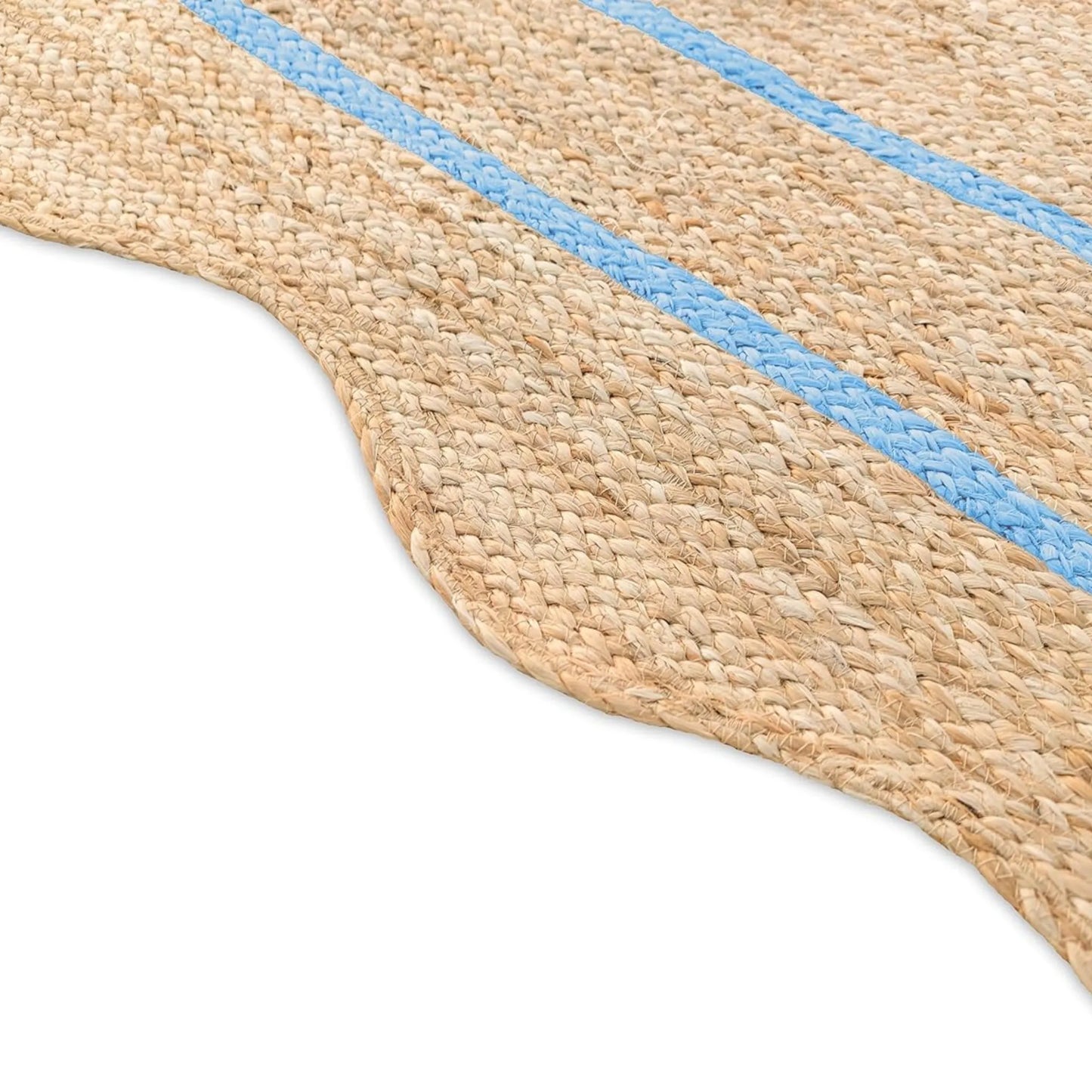 Wave Scalloped Natural Jute Runner Rug – Boho Entryway & Farmhouse Scallop (Multicolor)