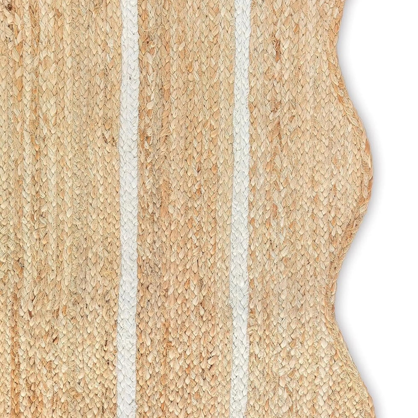 Wave Scalloped Natural Jute Runner Rug – Boho Entryway & Farmhouse Scallop (Multicolor)