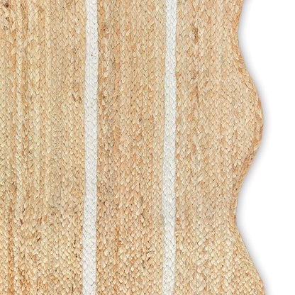 Wave Scalloped Natural Jute Runner Rug – Boho Entryway & Farmhouse Scallop (Multicolor)