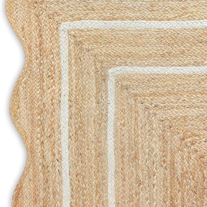 Wave Scalloped Natural Jute Runner Rug – Boho Entryway & Farmhouse Scallop (Multicolor)