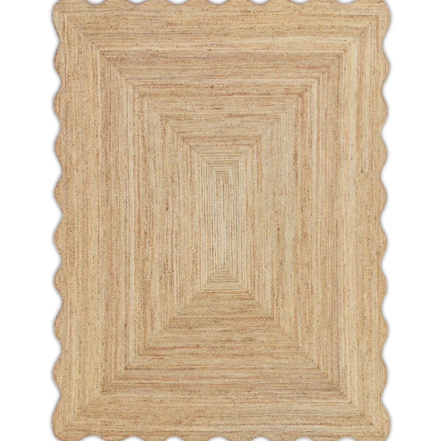 Wave Scalloped Natural Jute Runner Rug – Boho Entryway & Farmhouse Scallop (Multicolor)