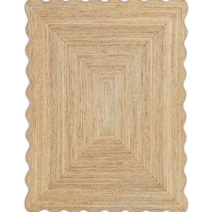 Wave Scalloped Natural Jute Runner Rug – Boho Entryway & Farmhouse Scallop (Multicolor)