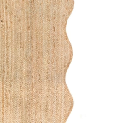 Wave Scalloped Natural Jute Runner Rug – Boho Entryway & Farmhouse Scallop (Multicolor)