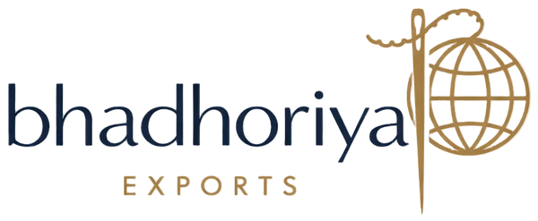 Logo of bhadhoriya exports with a stylized globe on a white background