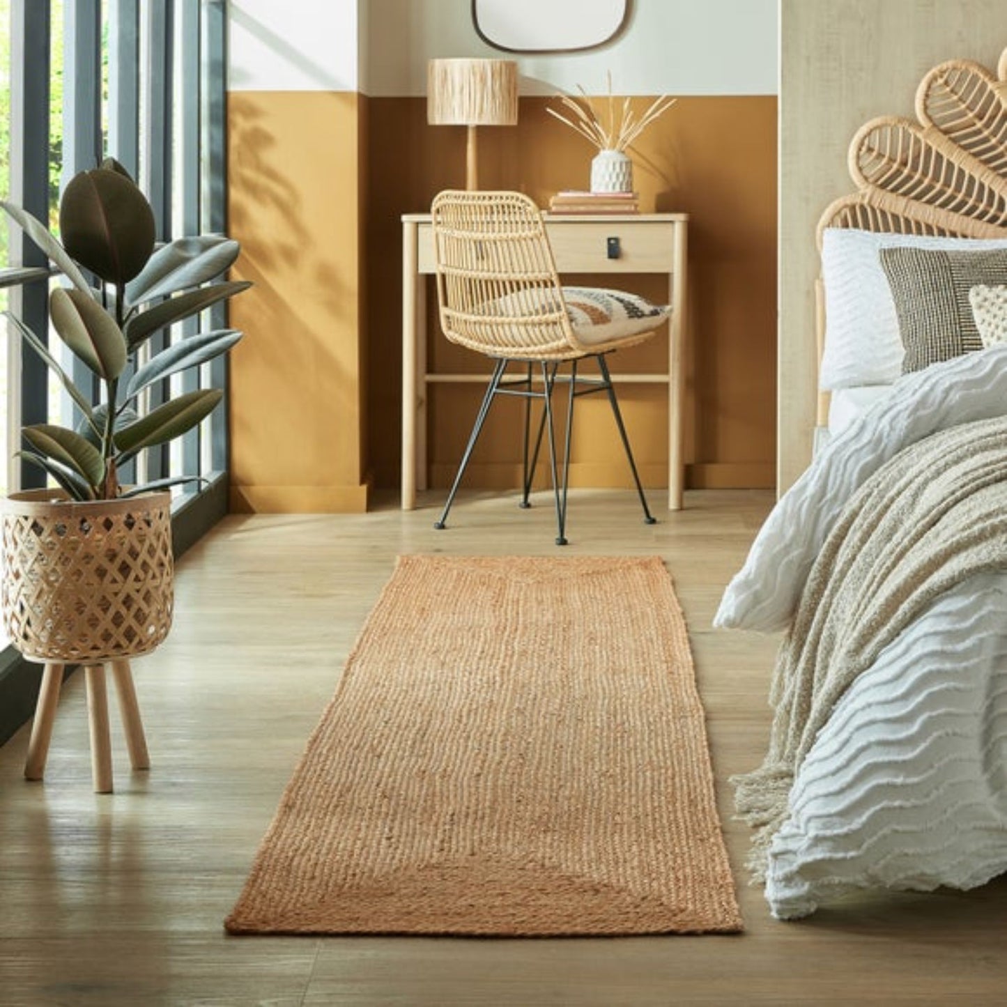 Jute Straight Woven Runner Rug – Handwoven Natural Fiber Hallway Carpet