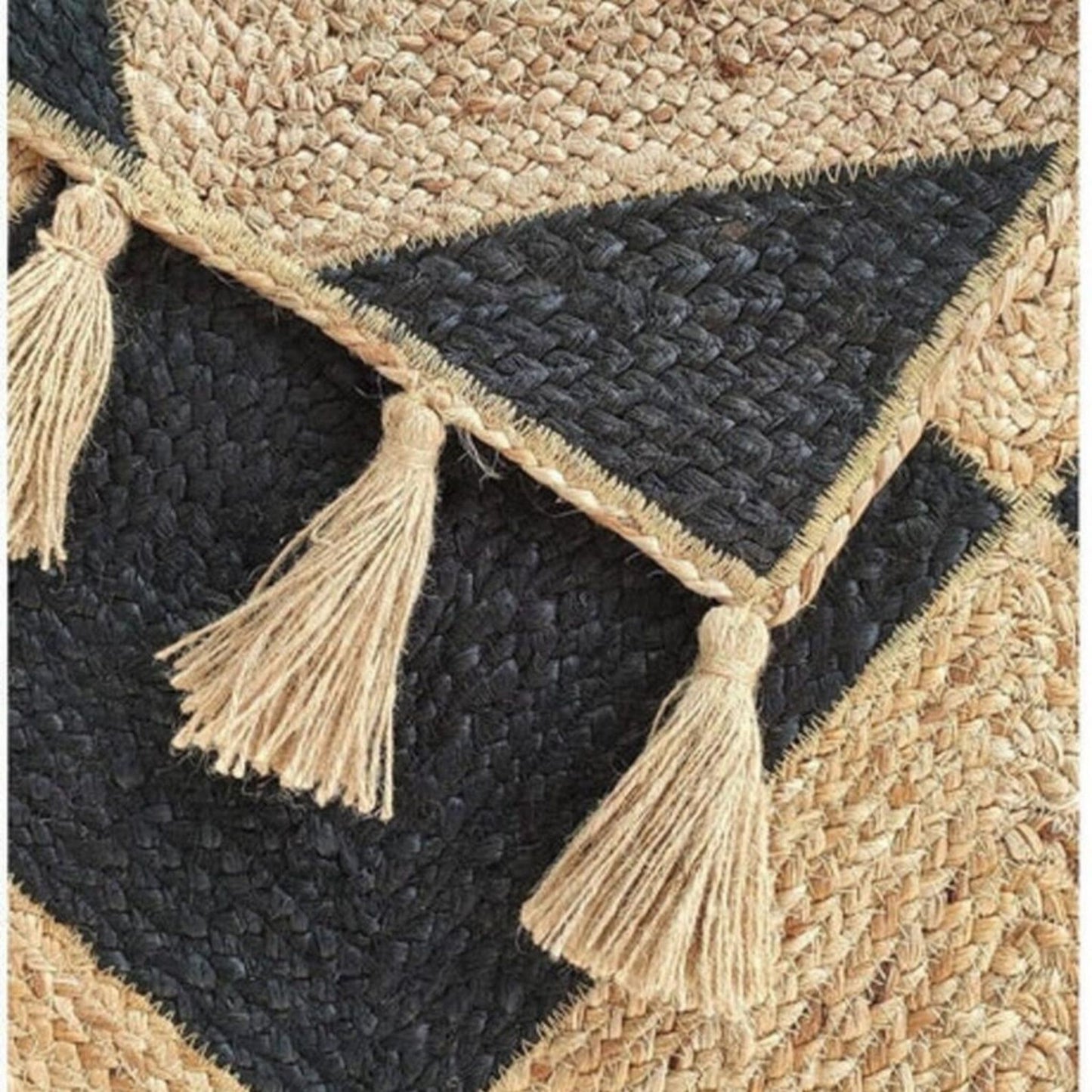 Checkered Handwoven Natural Jute Runner Rug – Boho Hallway & Kitchen Carpet