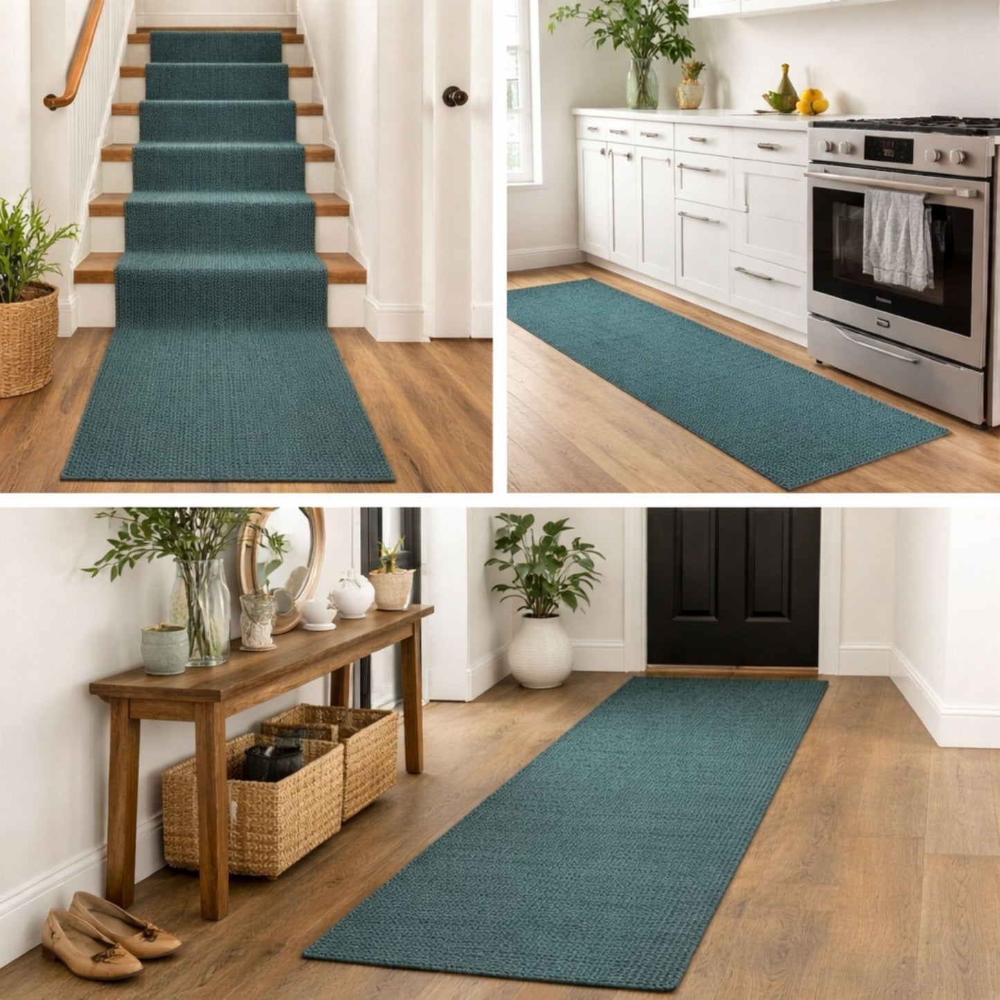 Decorative Multicolour Jute Runner Rug – Handwoven Boho Kitchen, Hallway & Stairs Carpet