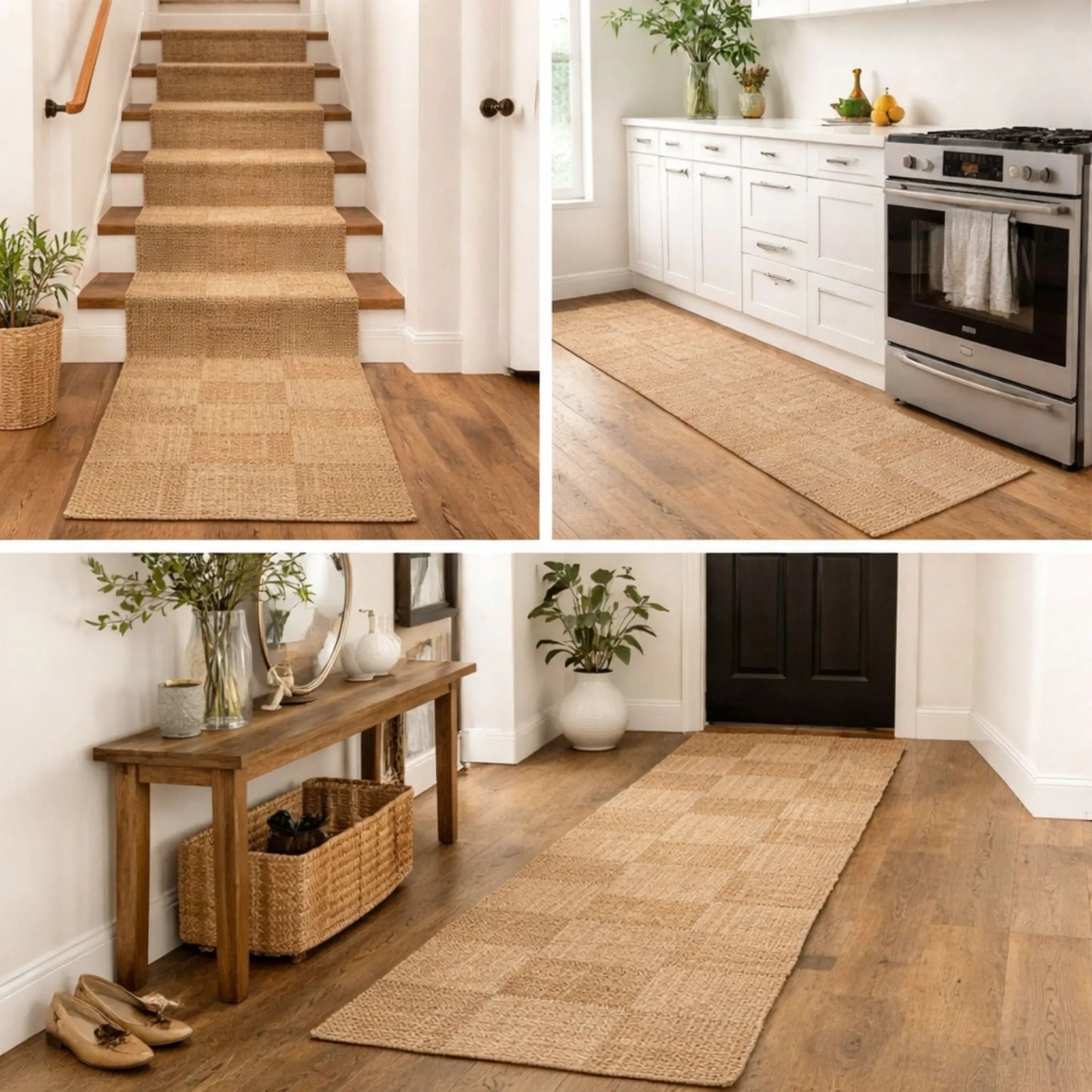 Braided Jute Rug – Geometric Boho Natural Handwoven Fiber Rug
