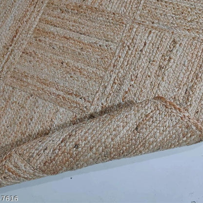 Braided Jute Rug – Geometric Boho Natural Handwoven Fiber Rug
