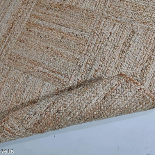 Braided Jute Rug – Geometric Boho Natural Handwoven Fiber Rug