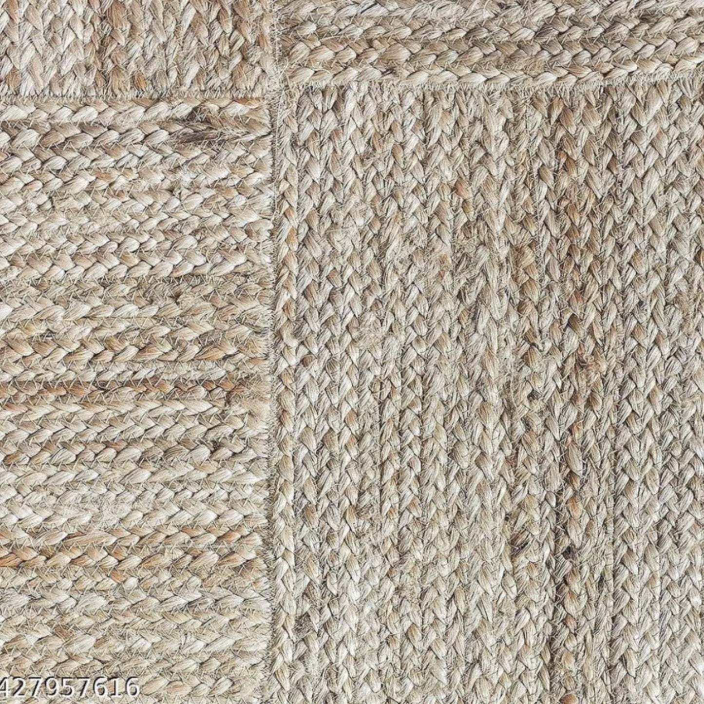 Braided Jute Rug – Geometric Boho Natural Handwoven Fiber Rug
